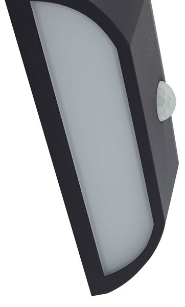 Lindby LED kültéri fali lámpa Siana, fekete, PC, szenzoros, Fekete, Műanyag, Modern