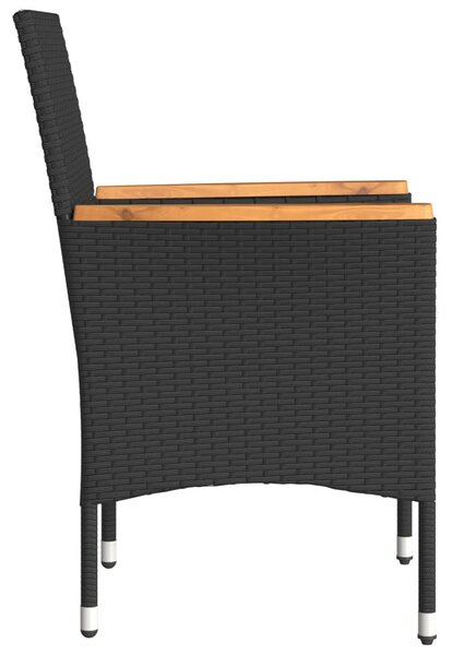 2 db fekete polyrattan kerti szék párnával