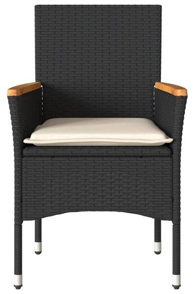 2 db fekete polyrattan kerti szék párnával
