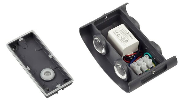 Lindby LED kültéri fali lámpa Ithan, 2 izzós, antracit, 12 cm, Fekete, Alumínium, Modern