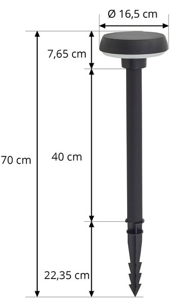 Lindby Solar LED földi tüskés lámpa Brinca, fekete, PC, érzékelő, Fekete, Műanyag, Modern