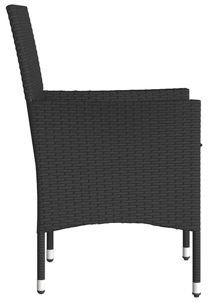 2 db fekete polyrattan kerti szék párnával