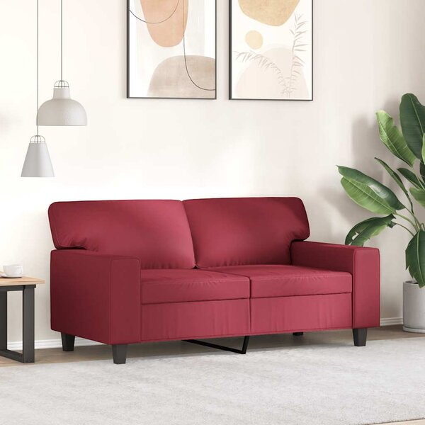 2 személyes bordó műbőr kanapé 120 cm