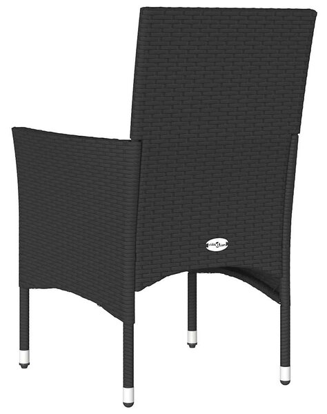 2 db fekete polyrattan kerti szék párnával