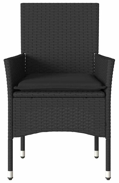 2 db fekete polyrattan kerti szék párnával