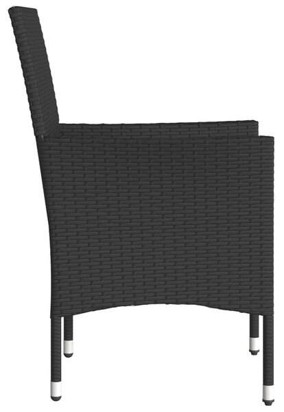2 db fekete polyrattan kerti szék párnával