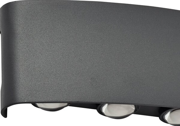 Lindby Ithan LED kültéri fali világítás, 5 izzós, antracit, 27 cm, Fekete, Alumínium, Modern