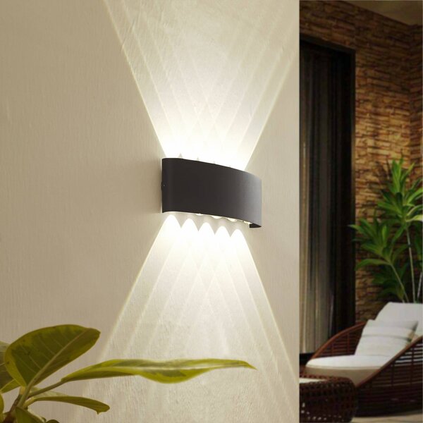 Lindby Ithan LED kültéri fali világítás, 5 izzós, antracit, 27 cm, Fekete, Alumínium, Modern