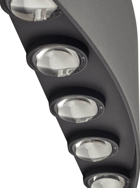 Lindby Ithan LED kültéri fali világítás, 5 izzós, antracit, 27 cm, Fekete, Alumínium, Modern