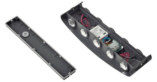 Lindby Ithan LED kültéri fali világítás, 5 izzós, antracit, 27 cm, Fekete, Alumínium, Modern