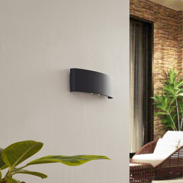 Lindby Ithan LED kültéri fali világítás, 5 izzós, antracit, 27 cm, Fekete, Alumínium, Modern