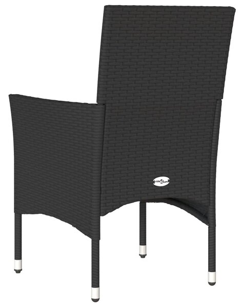 2 db fekete polyrattan kerti szék párnával