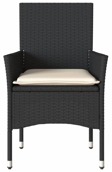 2 db fekete polyrattan kerti szék párnával