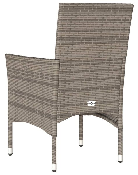 2 db szürke polyrattan kerti szék párnával