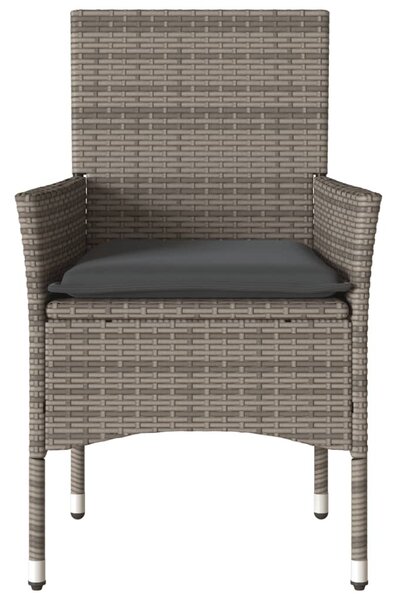 2 db szürke polyrattan kerti szék párnával