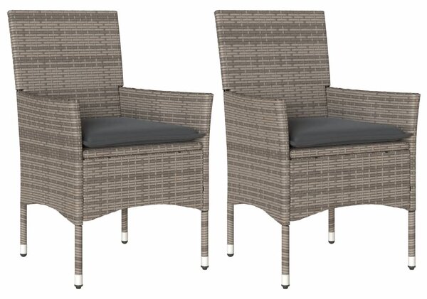 2 db szürke polyrattan kerti szék párnával