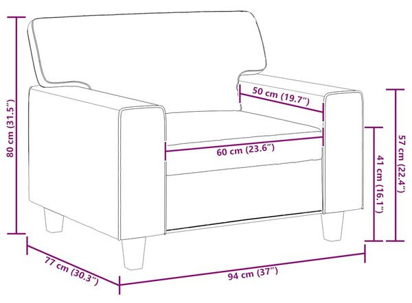 Krémszínű műbőr kanapéfotel 60 cm