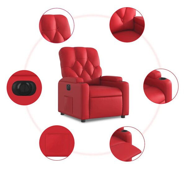 Piros műbőr elektromos dönthető fotel