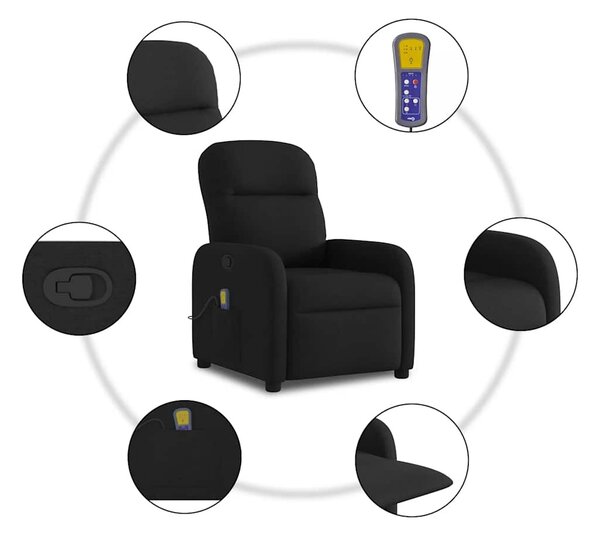 Fekete szövet dönthető masszázsfotel