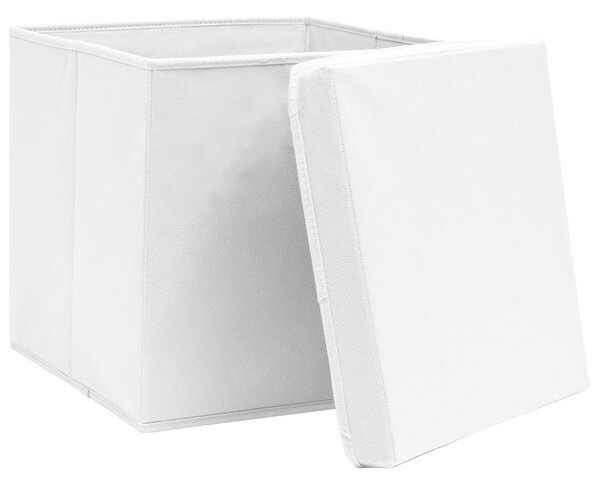 10 db fehér szövet tárolódoboz fedéllel 32 x 32 x 32 cm