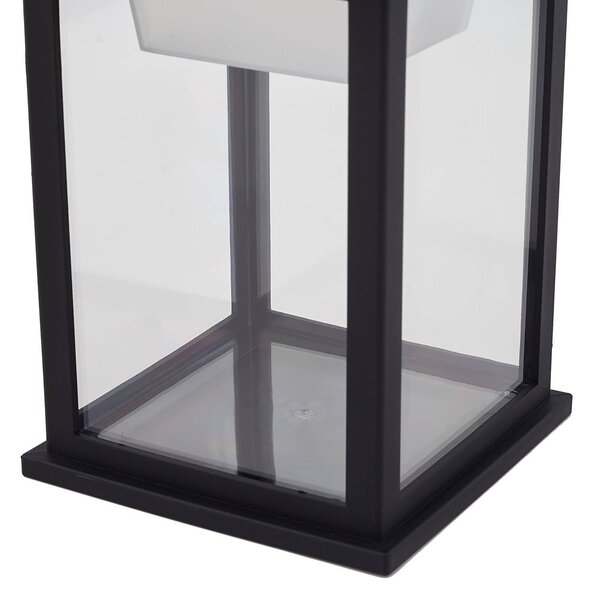 Lindby napelemes LED-es fali lámpa Latarka, magasság 27,5 cm, érzékelővel, Fekete, Műanyag, Modern