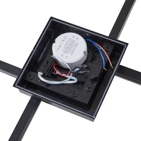 Lindby LED kültéri mennyezeti világítás Finian, 48 cm x cm, CCT dimmelhető, dimmelhető, Fekete, Műanyag, Modern