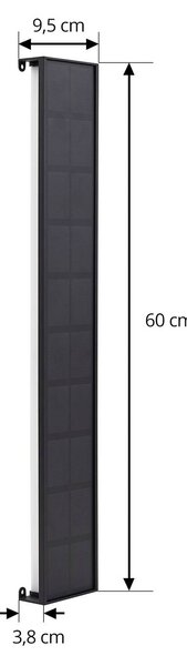 Lindby LED-es napelemes fali világítás Laarni, dimmelhető, IP54, fekete, dimmelhető, Fekete, Alumínium