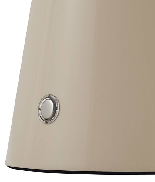 Lindby LED-es, újratölthető asztali lámpa Nevijo, bézs, Ø20cm, USB,, dimmelhető, Krém / borostyánsárga, Nappali / Étkező, fém, Modern