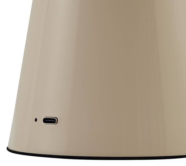 Lindby LED-es, újratölthető asztali lámpa Nevijo, bézs, Ø20cm, USB,, dimmelhető, Krém / borostyánsárga, Nappali / Étkező, fém, Modern