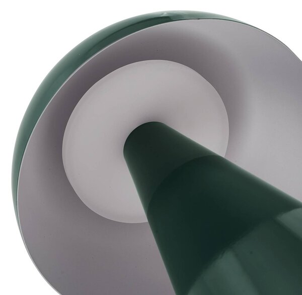 Lindby LED-es, újratölthető asztali lámpa Nevijo, zöld, Ø20 cm, USB,, dimmelhető, Zöld, Nappali / Étkező, fém, Modern