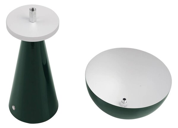 Lindby LED-es, újratölthető asztali lámpa Nevijo, zöld, Ø20 cm, USB,, dimmelhető, Zöld, Nappali / Étkező, fém, Modern