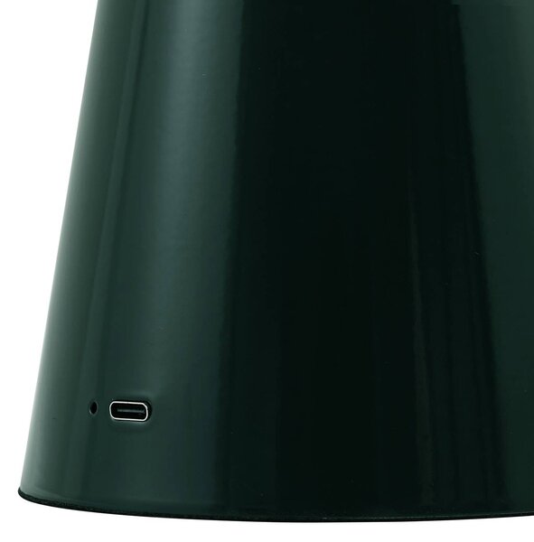 Lindby LED-es, újratölthető asztali lámpa Nevijo, zöld, Ø20 cm, USB,, dimmelhető, Zöld, Nappali / Étkező, fém, Modern