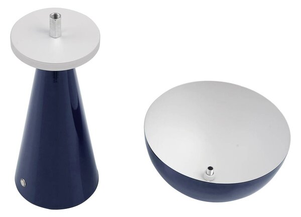 Lindby LED-es újratölthető asztali lámpa Nevijo, kék, Ø20cm, USB,, dimmelhető, Kék, Nappali / Étkező, fém, Modern