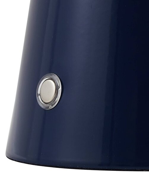 Lindby LED-es újratölthető asztali lámpa Nevijo, kék, Ø20cm, USB,, dimmelhető, Kék, Nappali / Étkező, fém, Modern