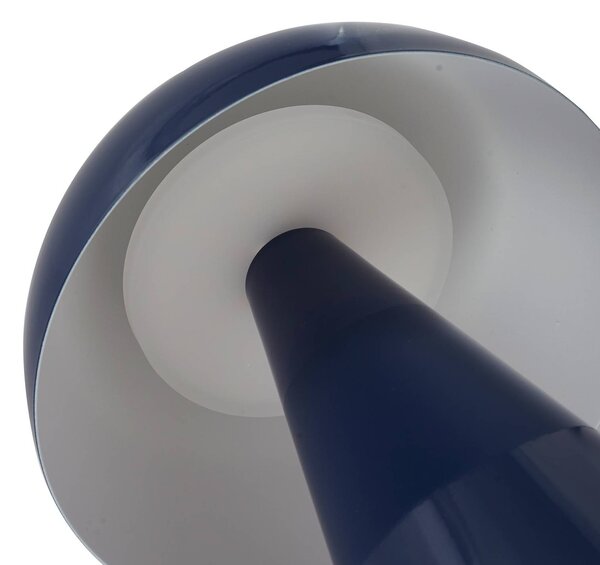 Lindby LED-es újratölthető asztali lámpa Nevijo, kék, Ø20cm, USB,, dimmelhető, Kék, Nappali / Étkező, fém, Modern