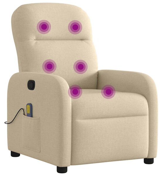 Krémszínű szövet dönthető masszázsfotel
