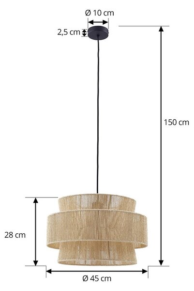 Lindby lógó világítás Anuva, natúr, papír, Ø 45 cm, dimmelhető, Világos fa, Nappali / Étkező, Papír / lunolit / lunopal, Vidéki otthon / Rusztikus