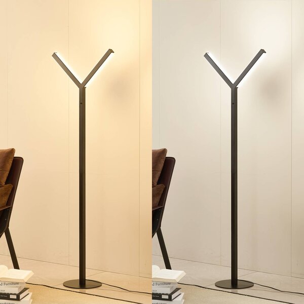 Lucande LED álló világítás Ilian, fekete, fém, CCT, dimmelhető, dimmelhető, Fekete, Nappali / Étkező, fém, Modern