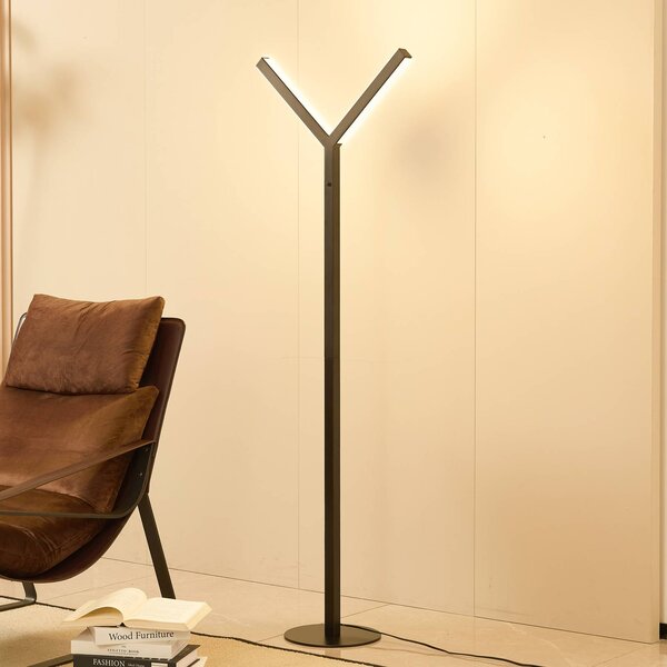 Lucande LED álló világítás Ilian, fekete, fém, CCT, dimmelhető, dimmelhető, Fekete, Nappali / Étkező, fém, Modern