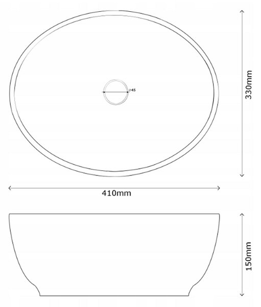 Gamma NEGRA Pultra Szerelhető Mosdókagyló - 410x330x150 mm, Fekete
