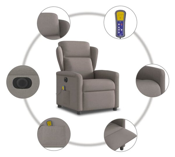 Tópszínű szövet elektromos dönthető masszázsfotel