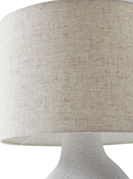 Lindby asztali lámpa Thalassia, fehér, Ø 30 cm, kerámia, Fehér / opál, Nappali / Étkező, Textil / szövet / selyem, Skandináv