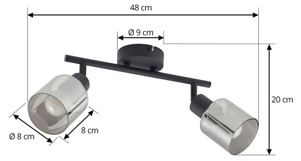 Lindby mennyezeti lámpa Netty, 4-lámpás, szürke, üveg, dimmelhető, Alu / szürke / cink, Nappali / Étkező, Üveg, Modern