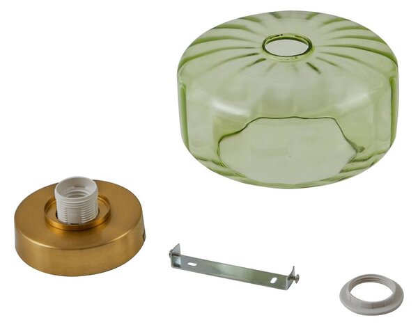 Lindby Hildur mennyezeti világítás, zöld, üveg, Ø 22 cm, dimmelhető, Zöld, Nappali / Étkező, Üveg