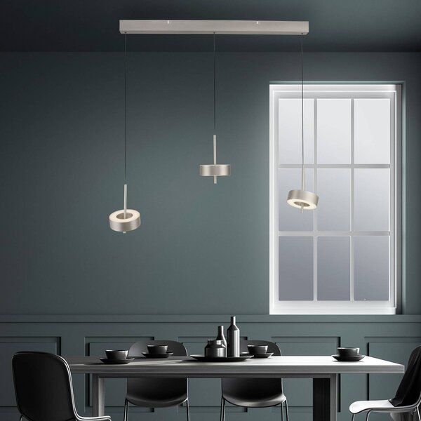 Q-Smart-Home Paul Neuhaus Smart LED függesztett lámpa Q-Rotate, alumínium 3 lámpás., dimmelhető, Alu / szürke / cink, Nappali / Étkező, Alumínium, Modern