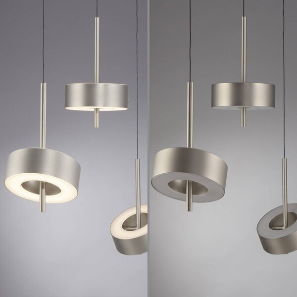 Q-Smart-Home Paul Neuhaus Smart LED függesztett lámpa Q-Rotate, alumínium 3 lámpás., dimmelhető, Alu / szürke / cink, Nappali / Étkező, Alumínium, Modern