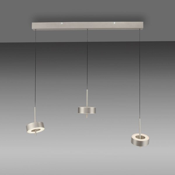 Q-Smart-Home Paul Neuhaus Smart LED függesztett lámpa Q-Rotate, alumínium 3 lámpás., dimmelhető, Alu / szürke / cink, Nappali / Étkező, Alumínium, Modern