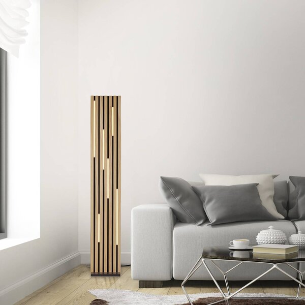 Q-Smart-Home Paul Neuhaus Smart LED állólámpa Q-Acoustic fa magassága 162 cm, dimmelhető, Világos fa, Nappali / Étkező, Fa, Modern