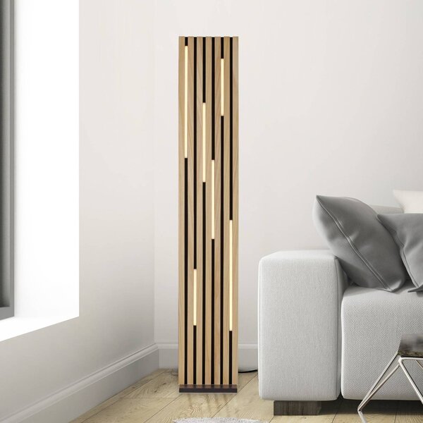 Q-Smart-Home Paul Neuhaus Smart LED állólámpa Q-Acoustic fa magassága 162 cm, dimmelhető, Világos fa, Nappali / Étkező, Fa, Modern