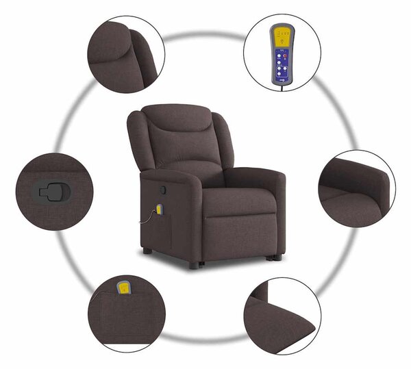 Sötétbarna szövet dönthető masszázs- és állófotel